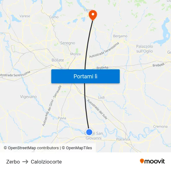 Zerbo to Calolziocorte map