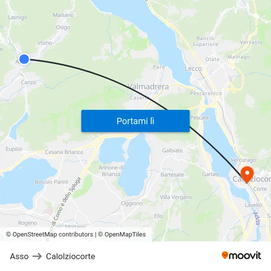 Asso to Calolziocorte map