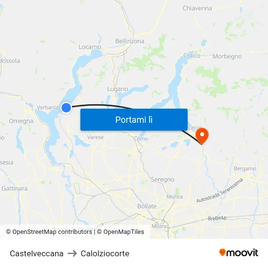 Castelveccana to Calolziocorte map