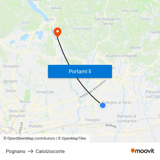 Pognano to Calolziocorte map