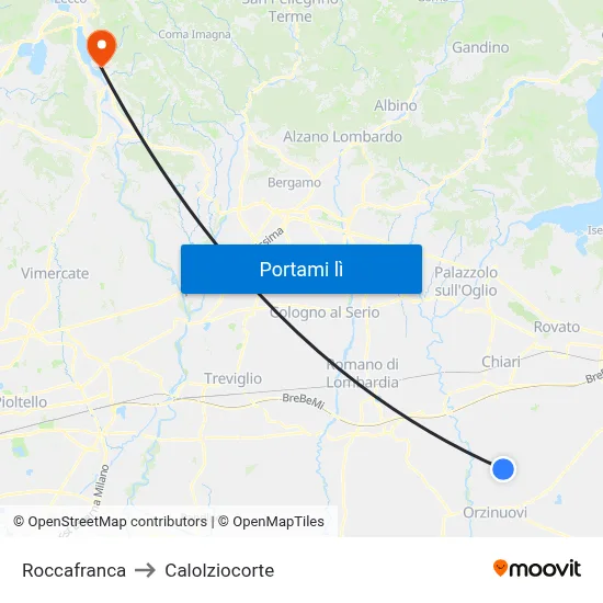 Roccafranca to Calolziocorte map