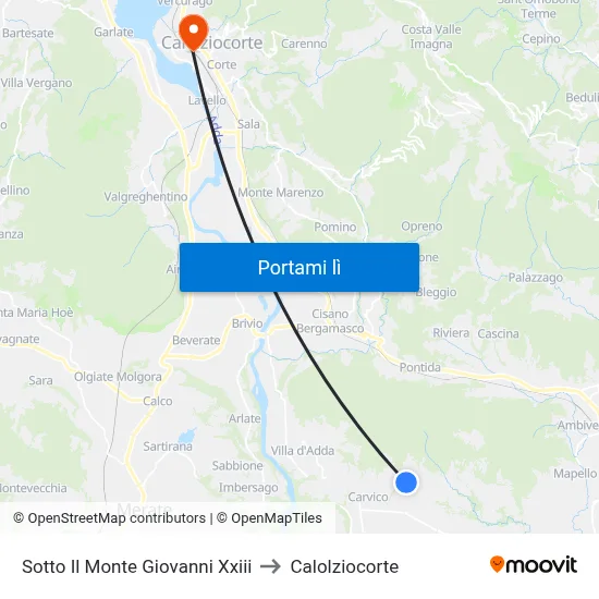 Sotto Il Monte Giovanni Xxiii to Calolziocorte map