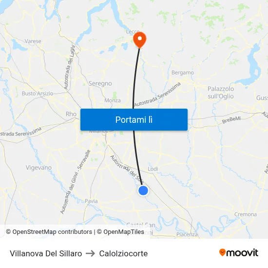 Villanova Del Sillaro to Calolziocorte map