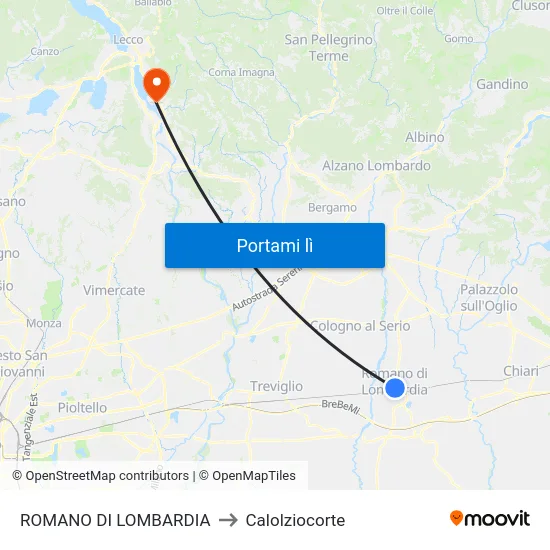 ROMANO DI LOMBARDIA to Calolziocorte map