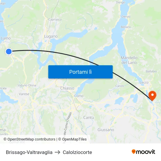 Brissago-Valtravaglia to Calolziocorte map