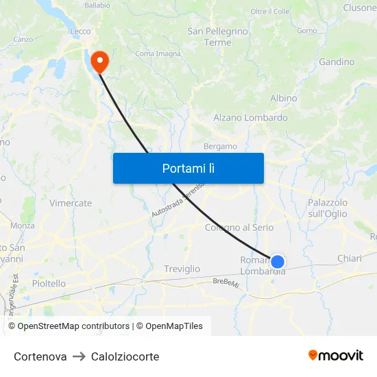 Cortenova to Calolziocorte map