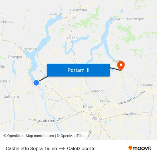 Castelletto Sopra Ticino to Calolziocorte map