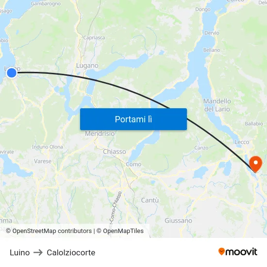 Luino to Calolziocorte map