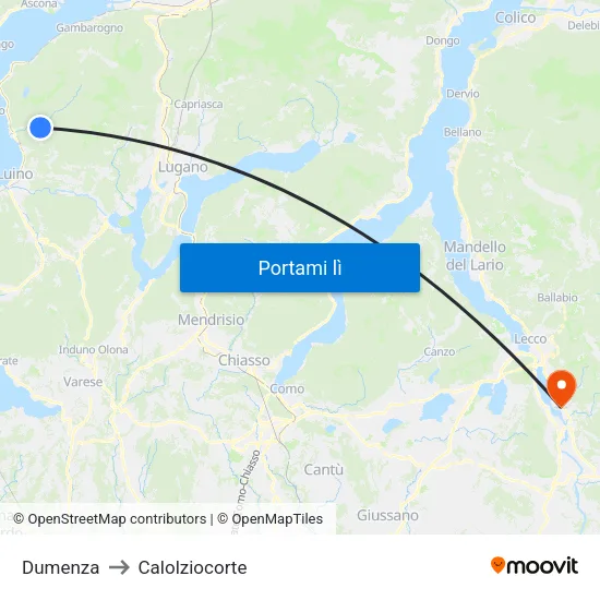Dumenza to Calolziocorte map