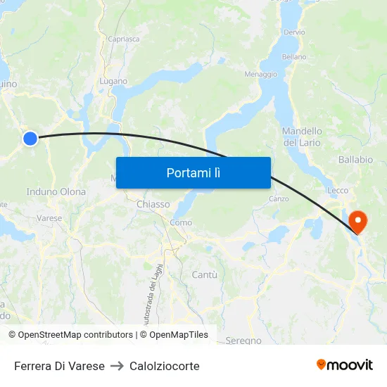Ferrera Di Varese to Calolziocorte map