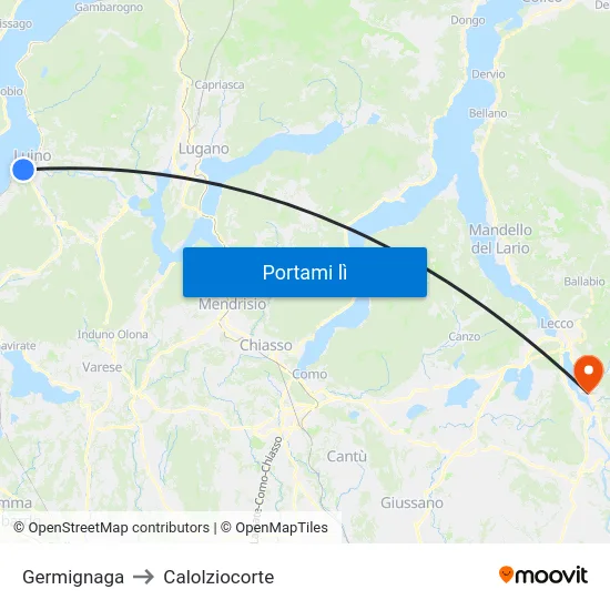 Germignaga to Calolziocorte map