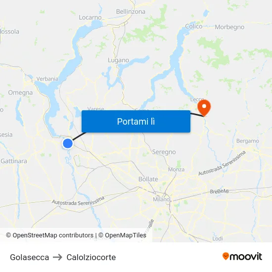 Golasecca to Calolziocorte map