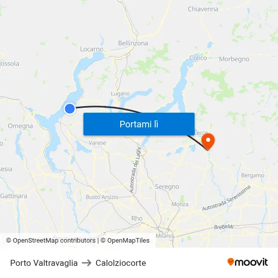 Porto Valtravaglia to Calolziocorte map