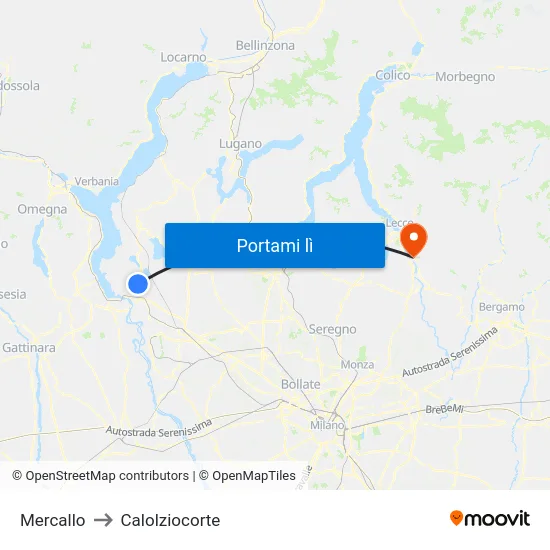 Mercallo to Calolziocorte map