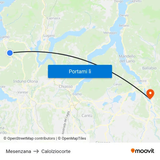 Mesenzana to Calolziocorte map