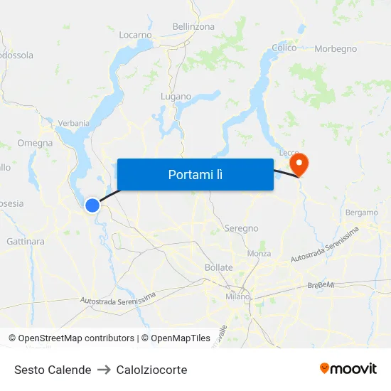 Sesto Calende to Calolziocorte map