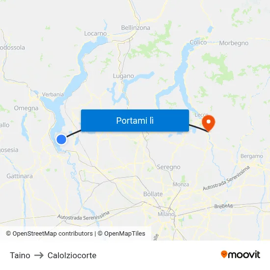 Taino to Calolziocorte map