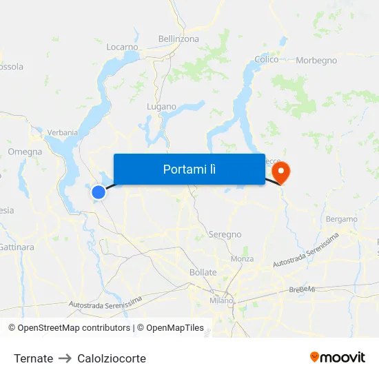 Ternate to Calolziocorte map
