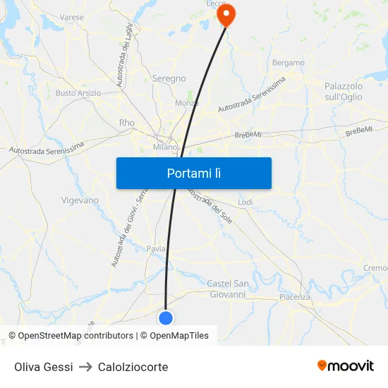 Oliva Gessi to Calolziocorte map