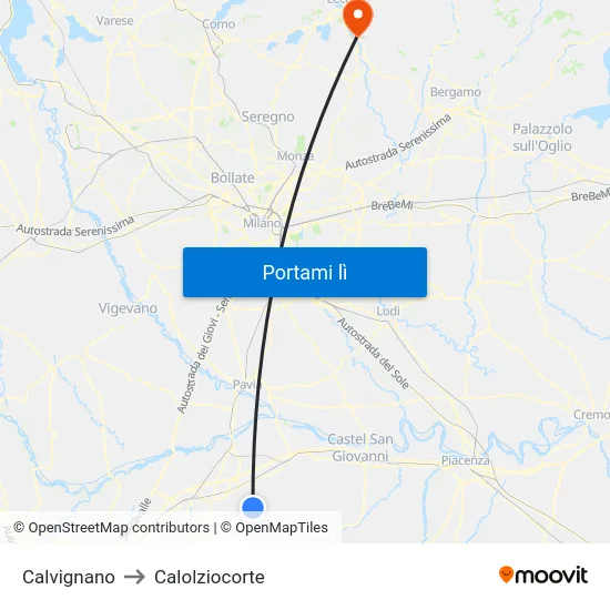 Calvignano to Calolziocorte map