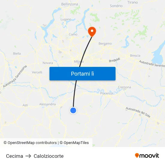 Cecima to Calolziocorte map