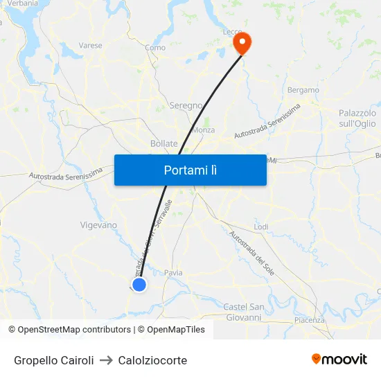 Gropello Cairoli to Calolziocorte map