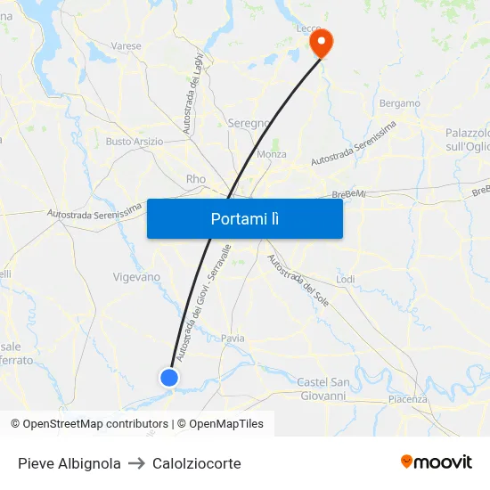 Pieve Albignola to Calolziocorte map