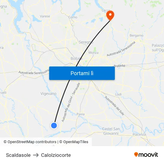 Scaldasole to Calolziocorte map