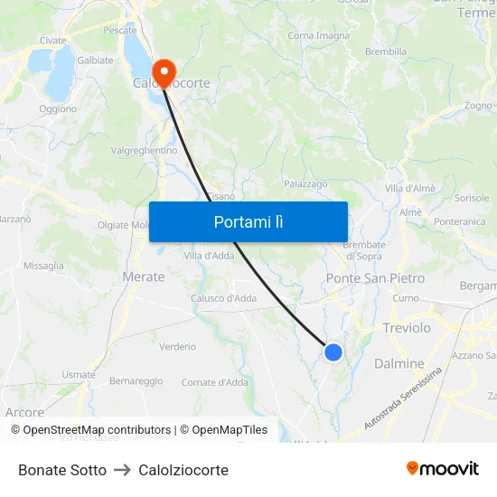 Bonate Sotto to Calolziocorte map