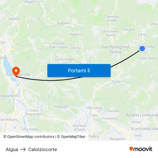 Algua to Calolziocorte map