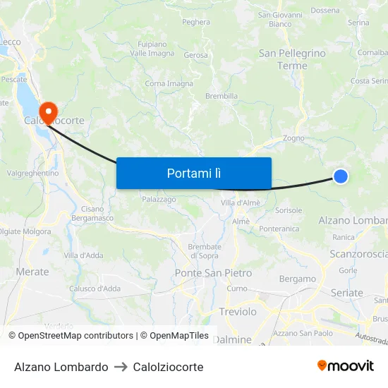 Alzano Lombardo to Calolziocorte map