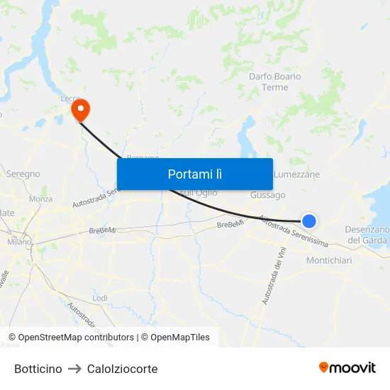 Botticino to Calolziocorte map