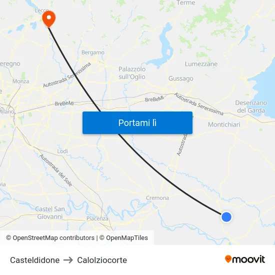 Casteldidone to Calolziocorte map