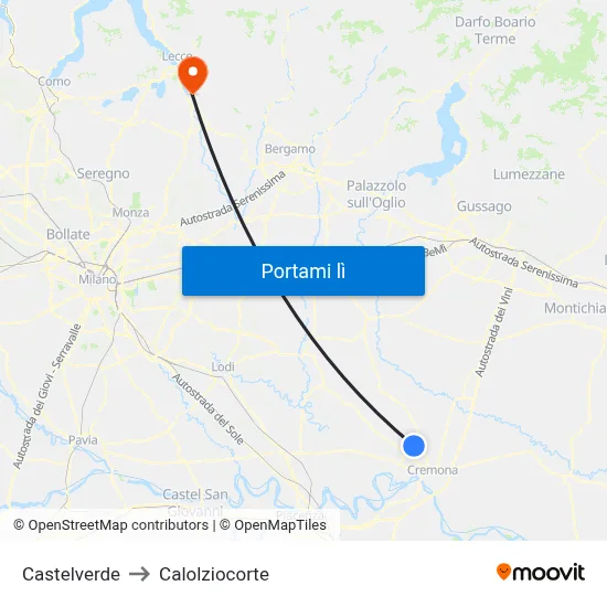 Castelverde to Calolziocorte map