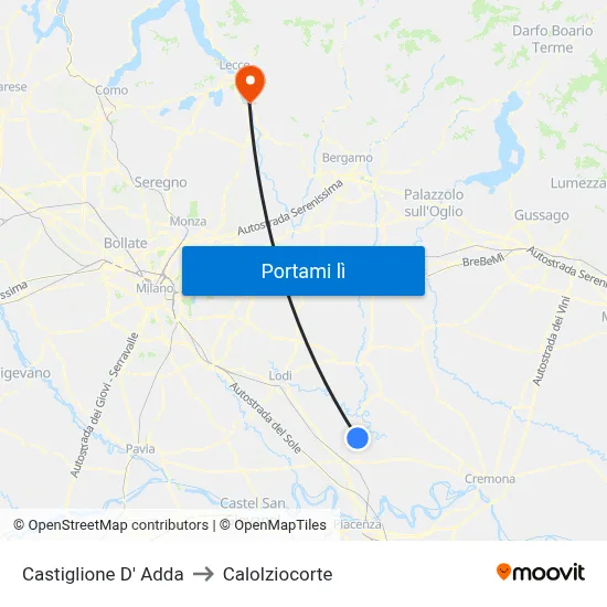 Castiglione D' Adda to Calolziocorte map