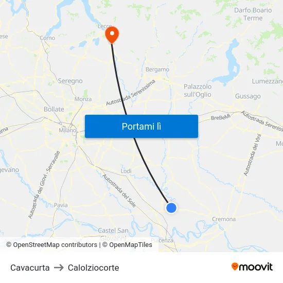 Cavacurta to Calolziocorte map