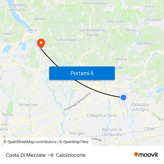 Costa Di Mezzate to Calolziocorte map