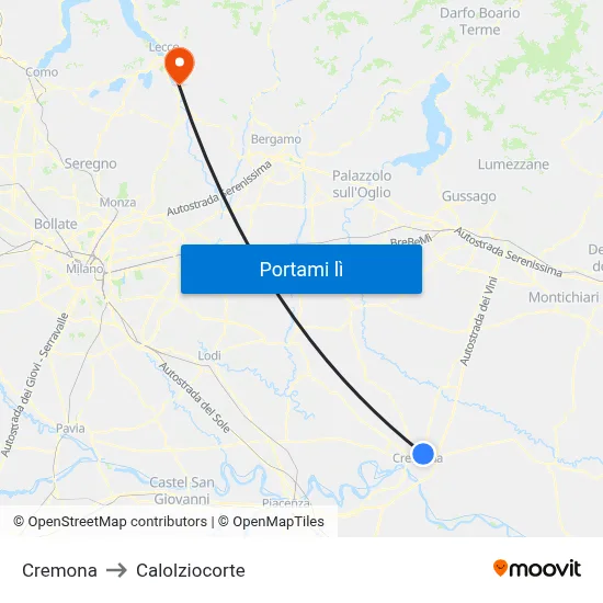 Cremona to Calolziocorte map