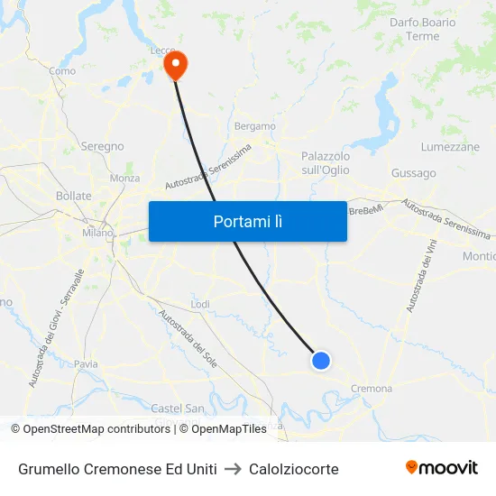 Grumello Cremonese Ed Uniti to Calolziocorte map