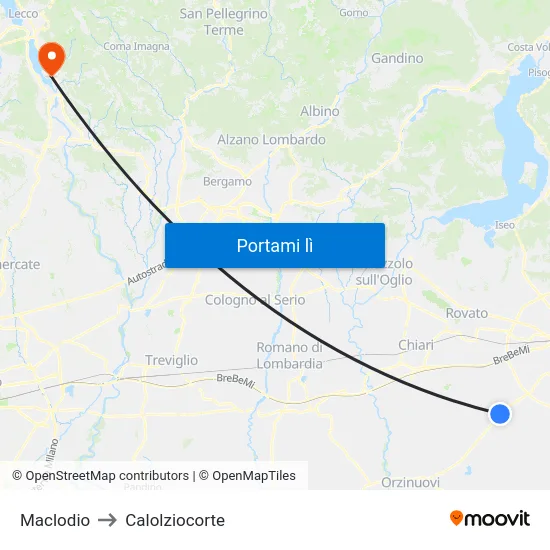 Maclodio to Calolziocorte map