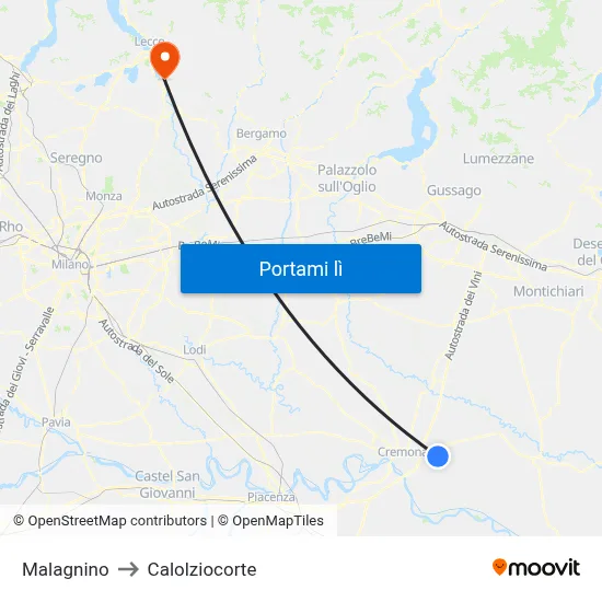 Malagnino to Calolziocorte map