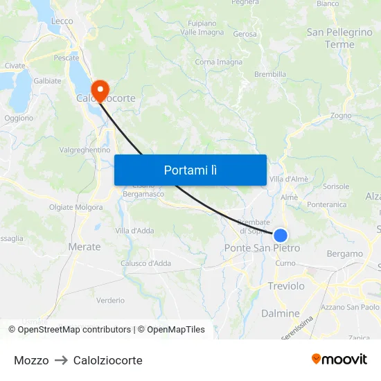 Mozzo to Calolziocorte map
