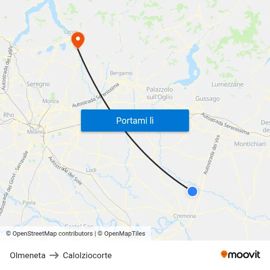 Olmeneta to Calolziocorte map