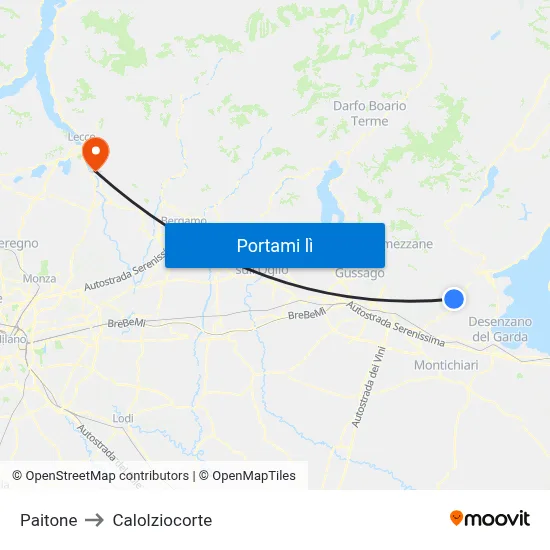 Paitone to Calolziocorte map