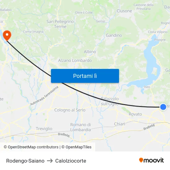 Rodengo-Saiano to Calolziocorte map