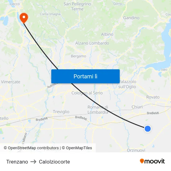 Trenzano to Calolziocorte map
