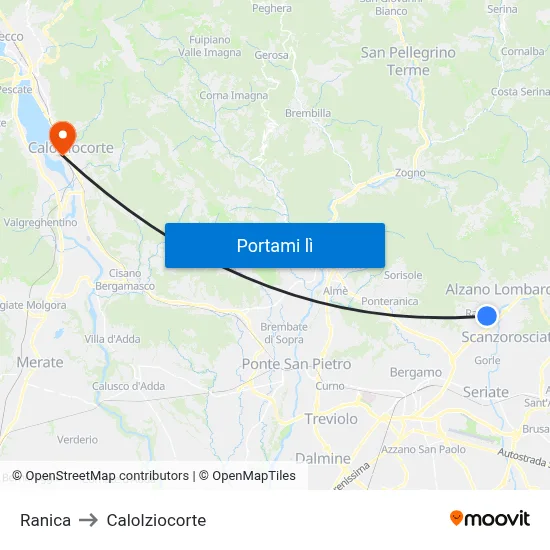 Ranica to Calolziocorte map