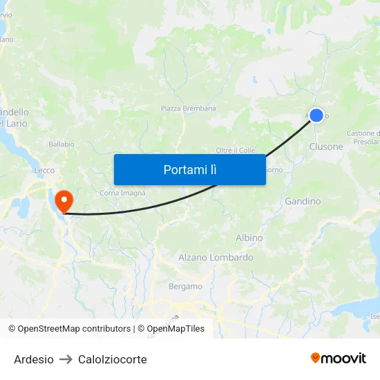 Ardesio to Calolziocorte map