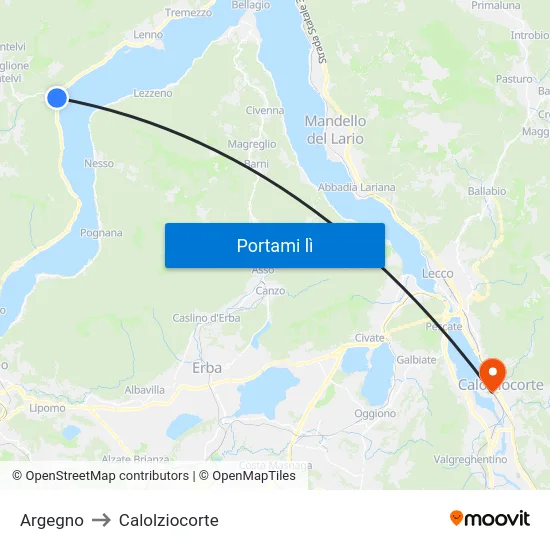 Argegno to Calolziocorte map