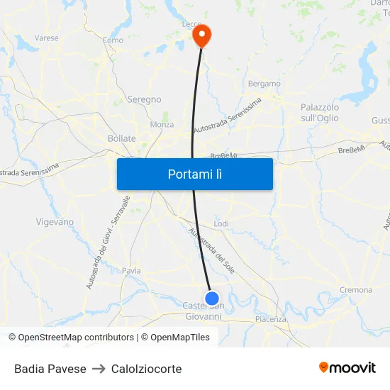 Badia Pavese to Calolziocorte map